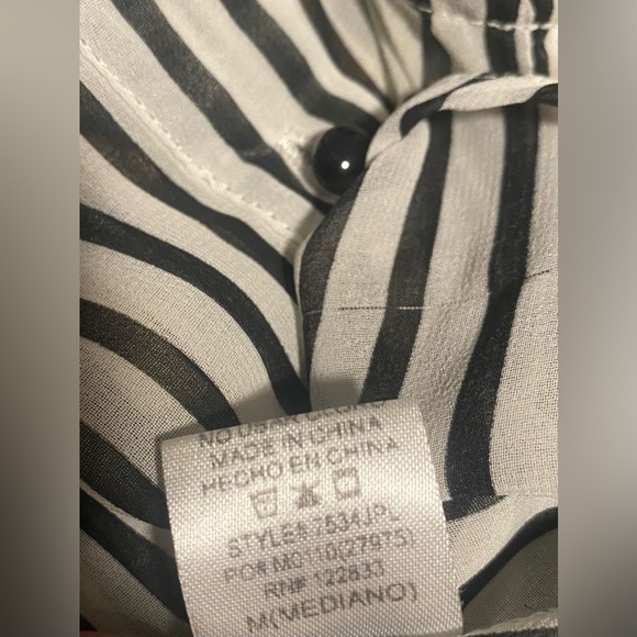 Foreign Exchange FE Sheer White & Black Vertical Stripe Crop Tank Top Blouse - M - Picture 11 of 17